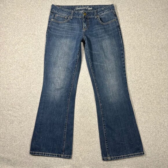 American Eagle Favorite Boyfriend Jeans Size 12 Regular Dark Wash Denim Blue - Picture 2 of 11
